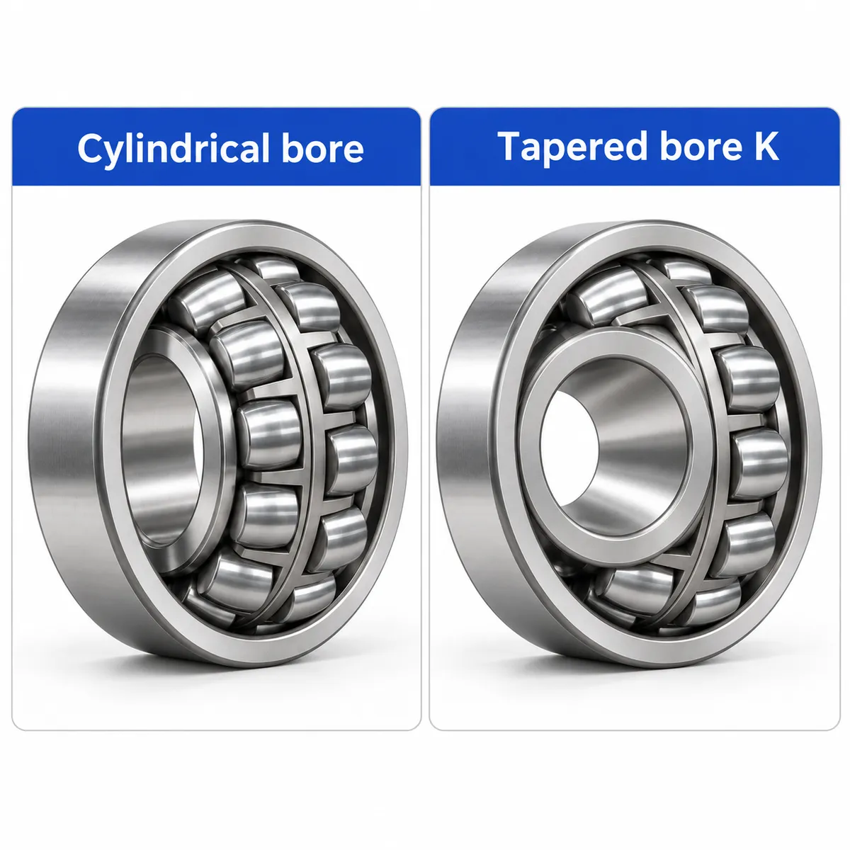 Spherical roller bearings with cylindrical bore and tapered bore K, side by side